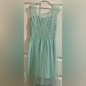 Speechless Aqua Lace Formal Kids Dress